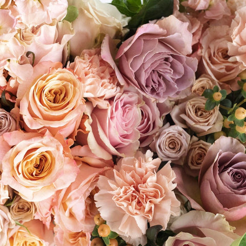 Perfectly Peach Rustic Flower Bouquet Close Up - Image
