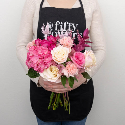 Pretty In Pink Flower Bouquet Apron - Image