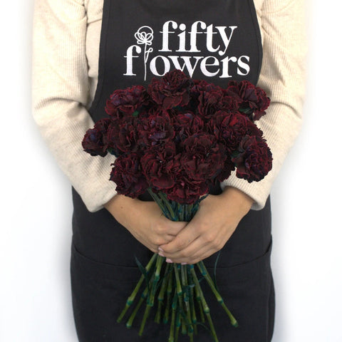 Black Cherry Carnation Flower Apron - Image