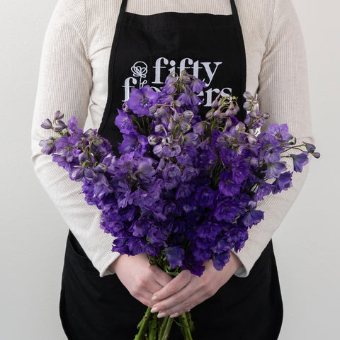 Purple Designer Delphinium Flower Apron - Image