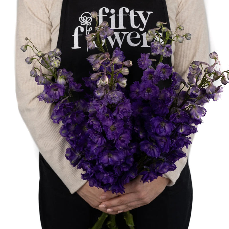 Purple Designer Delphinium Flower Apron - Image