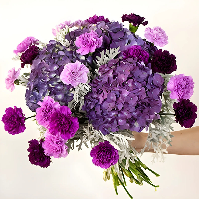 Purple Fiesta Fresh Flower Bouquet Hand - Image