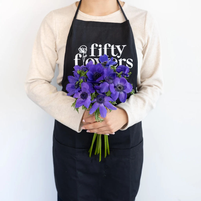 Purple Fresh Cut Anemone Flower Apron - Image