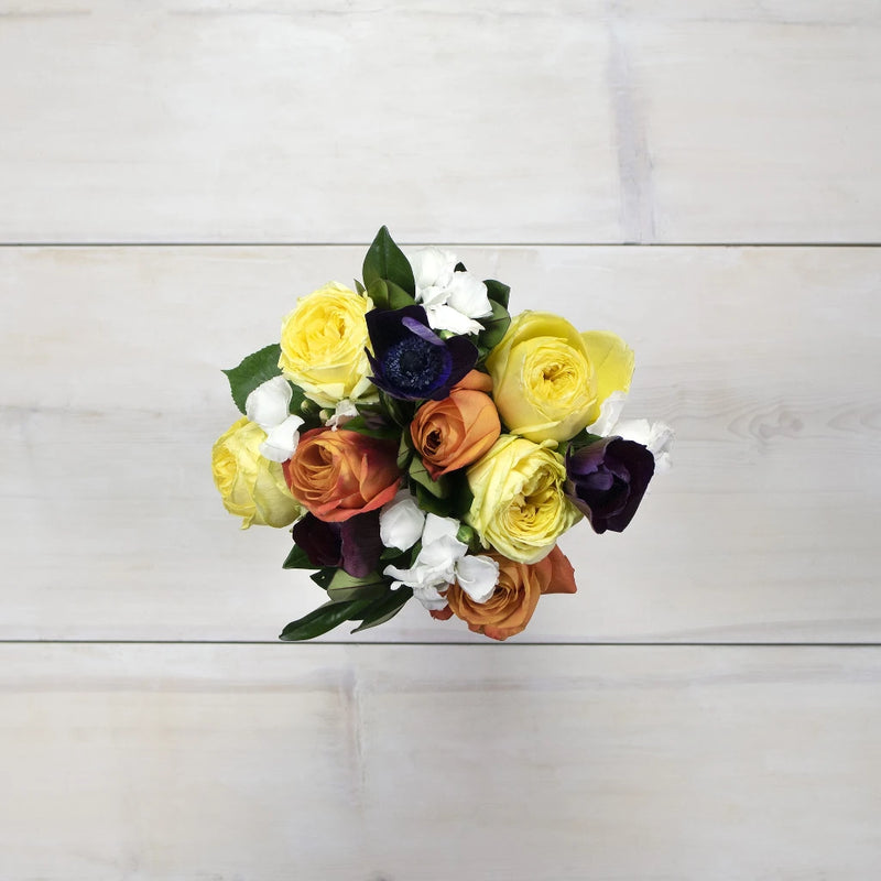 Purple and Orange Wholesale Flower Bouquet Top Down