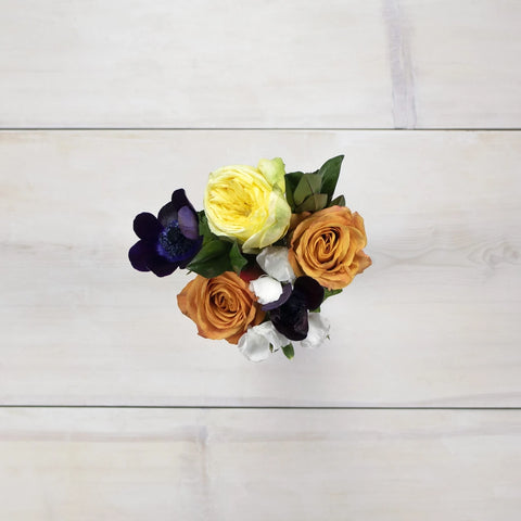 Purple and Orange Wholesale Flower Bouquet Top Down