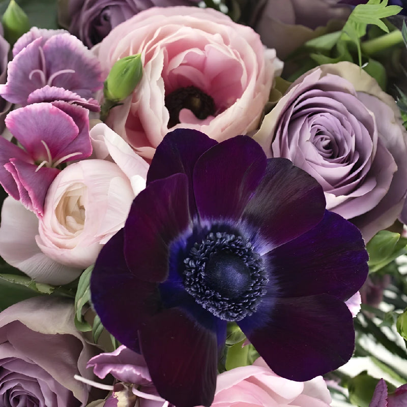 Purple Passion Valentines Flower Arrangement Close Up - Image