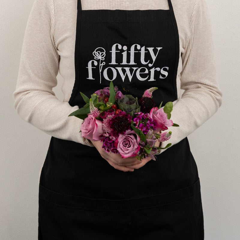 Purple Themed Event Flower Centerpieces Apron - Image