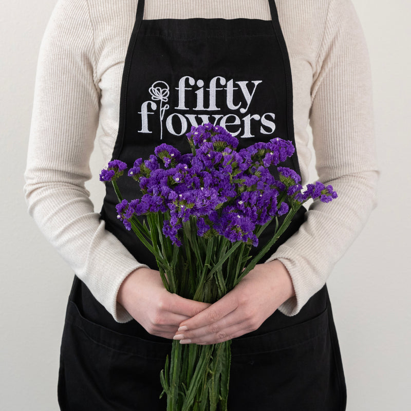 Purplish Blue Tissue Culture Statice Flower Apron - Image