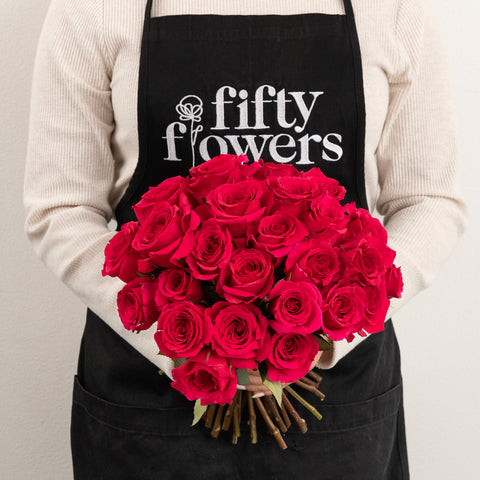 Queenberry Hot Pink Rose Apron - Image