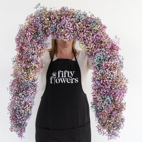 Rainbow Baby's Breath Tinted Garland Apron - Image