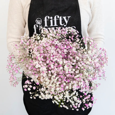 Rainbow Pink Valentine Airbrushed Baby's Breath Flower Apron - Image
