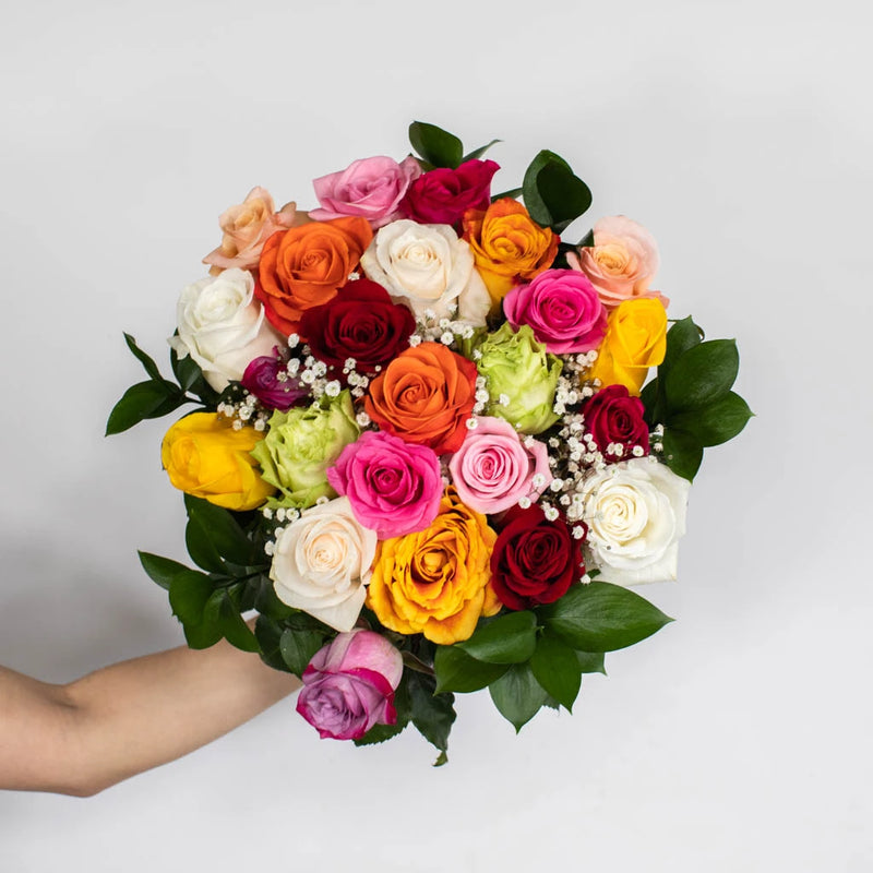 Rainbow Rose Flower in Hand