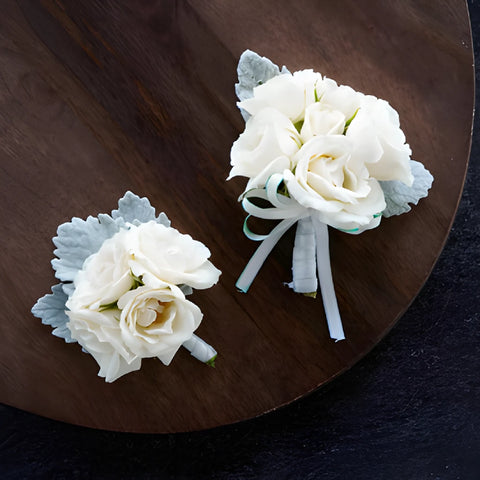 Buy Wholesale Vintage White Spray Rose Boutonniere and Corsage Pack