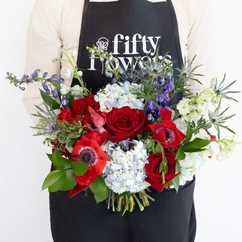 Red And Blue Wildflowers Diy Flower Kit Apron - Image