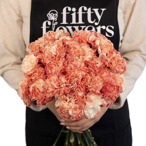 Red Dyed Wholesale Carnation Flowers Apron - Image