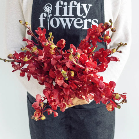 Red Lipstick Mokara Orchid Apron - Image