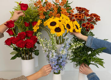 Red Meets Sunflower Bouquet Bar Flower Kit Close Up - Image