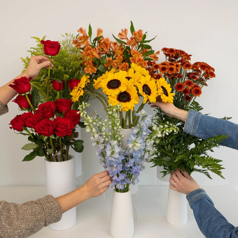 Red Meets Sunflower Bouquet Bar Flower Kit Close Up - Image