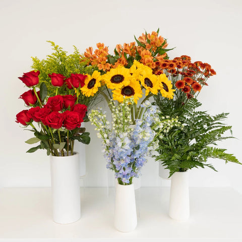 Red Meets Sunflower Diy Flower Kit Close Up - Image