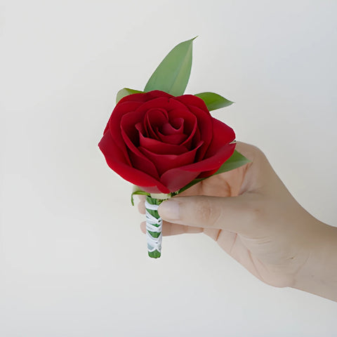 Modern Red Rose Boutonniere and Corsage Pack