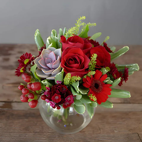 Red Valentines Day Flower Centerpieces