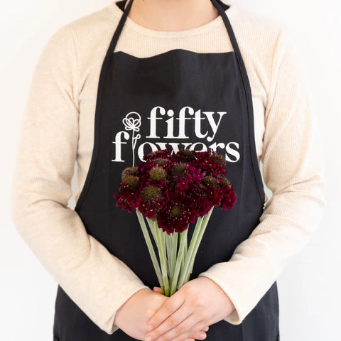 Red Velvet Scabiosa Flower Apron - Image
