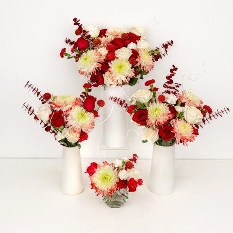 Red & White V-day Centerpieces Hand - Image