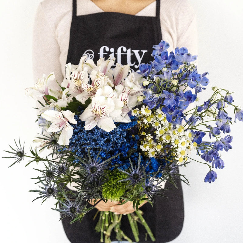 Royal Blue Textured Filler Flower Pack Apron - Image
