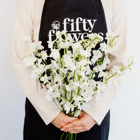 Royal White Delphinium Flower Apron - Image