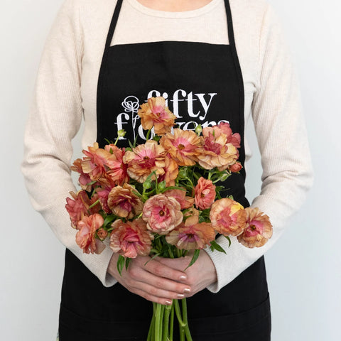 Rusty Orange Butterfly Ranunculus Flower Apron - Image