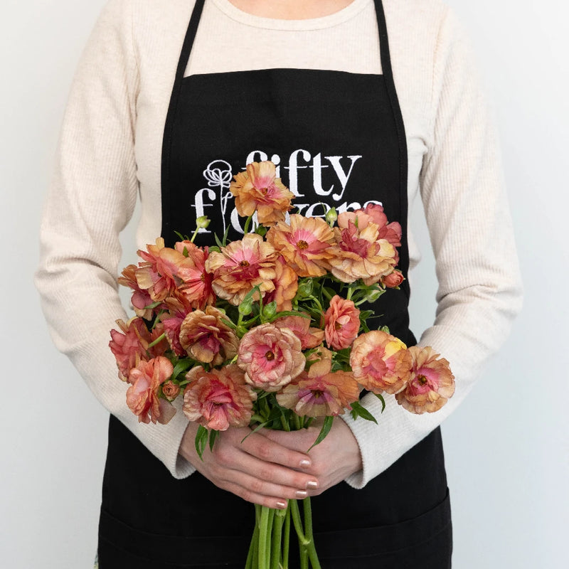 Rusty Orange Butterfly Ranunculus Flower Apron - Image