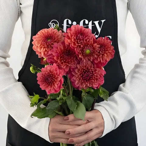 Salmon Dahlia Flower Apron - Image
