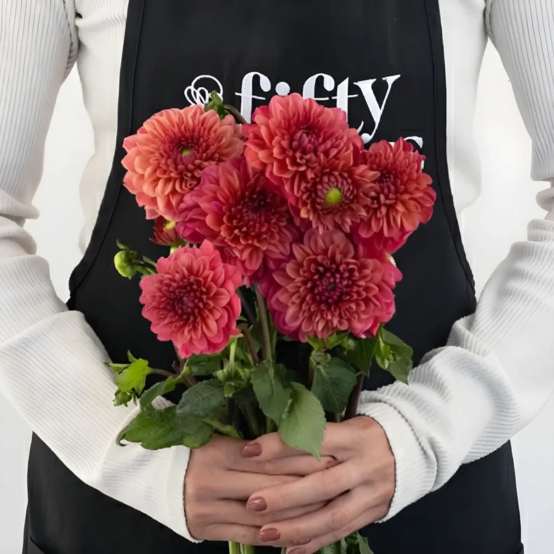 Salmon Dahlia Flower Apron - Image