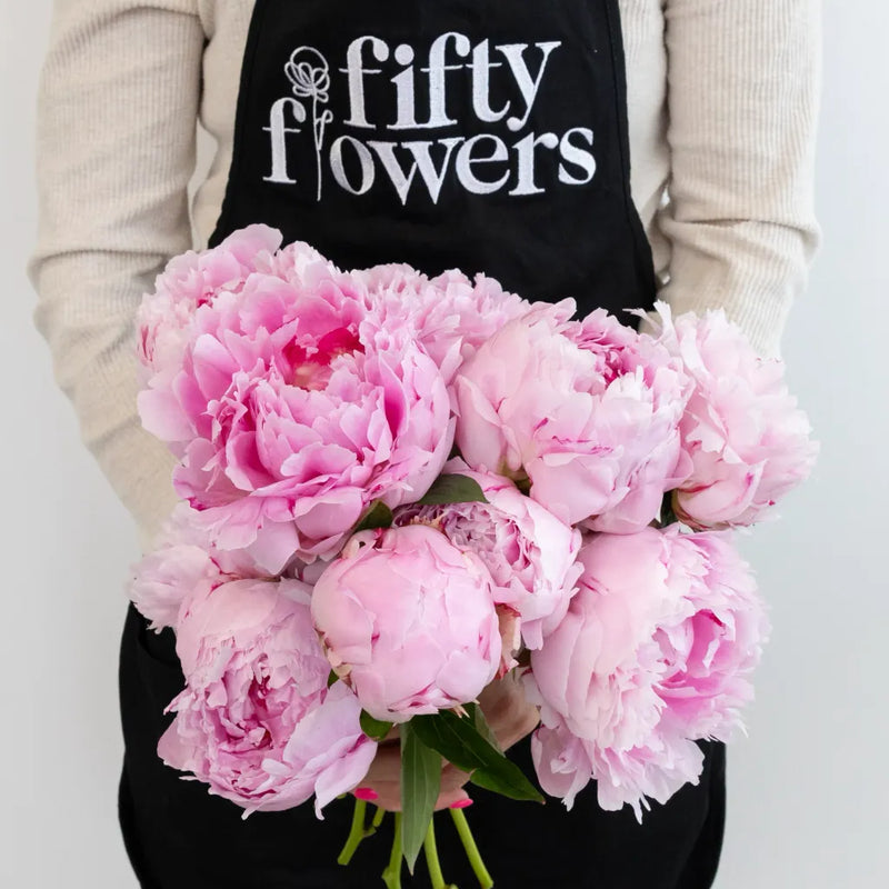 Sarah Bernhardt Pink Peonies For July Delivery Apron - Image