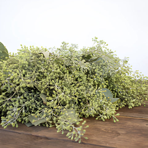Eucalyptus Wreath Seeded Up Close