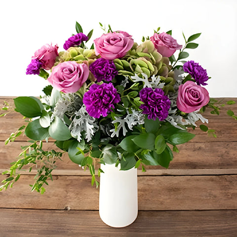 Simply Soothing Purple Flowers Arrangement Vase - Image