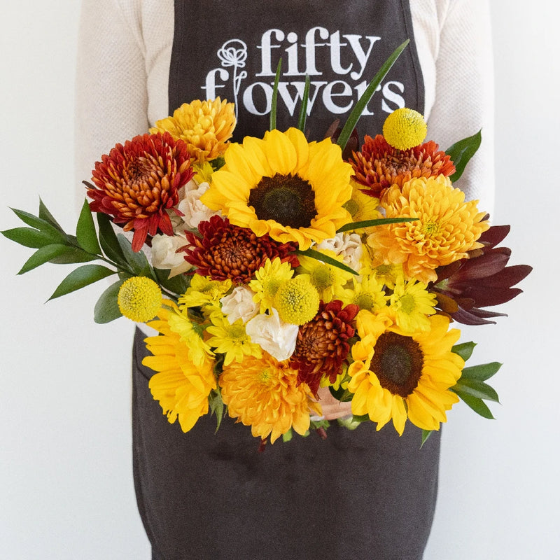 Sunflower And Mum Bouquet Bar Apron - Image