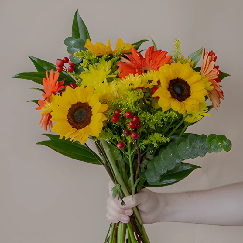 Orange Flowers and Sunflowers Bridal Centerpieces