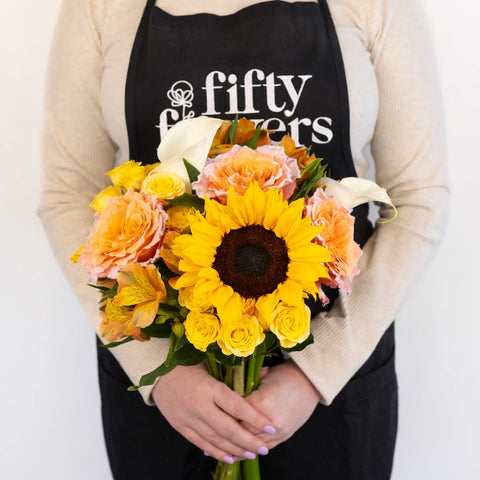 Sunny Velvet Flower Bouquet Bar Apron - Image