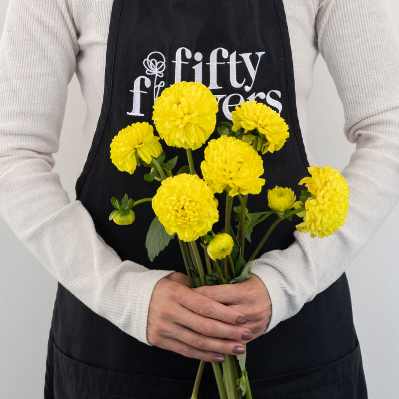 Sunny Yellow Dahlia Flower Apron - Image