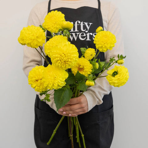 Sunny Yellow Dahlia Flower Apron - Image