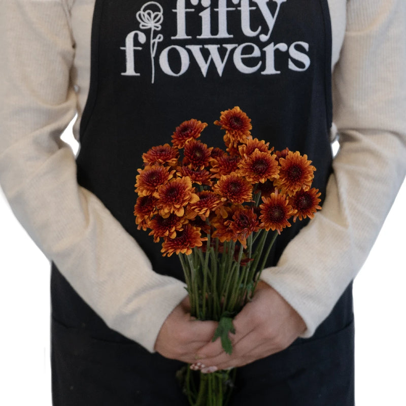 Sunrise Red Pom Flower Apron - Image