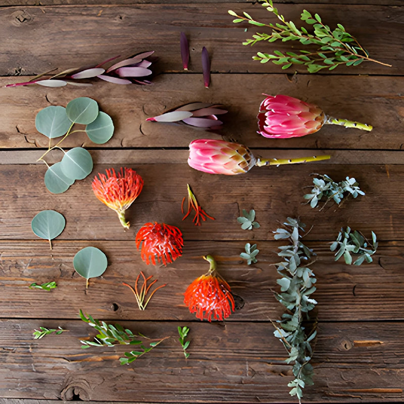 Sunset Lagoon Wedding Flower FlatLay