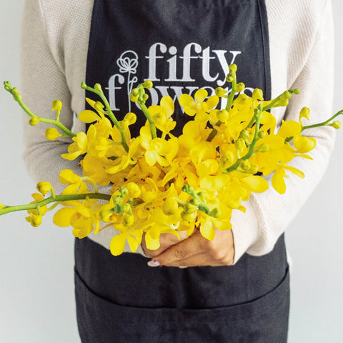 Sunshine Bright Yellow Mokara Orchid Apron - Image