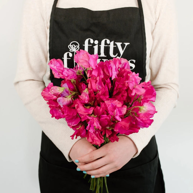 Sweet Peas Dark Pink Flower Apron - Image