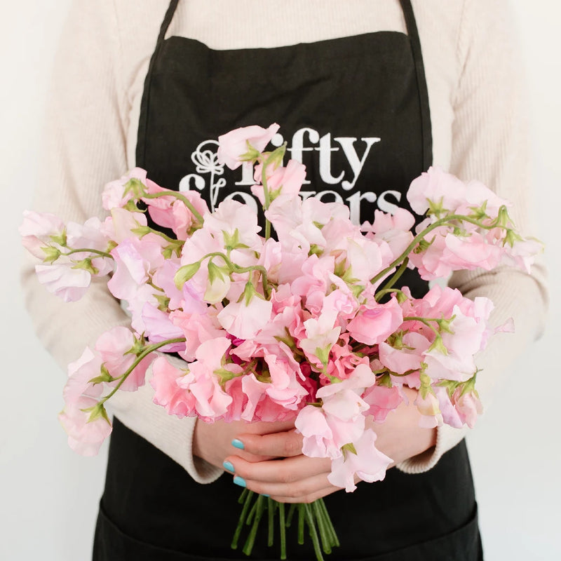 Sweet Peas Light Pink Flower Apron - Image