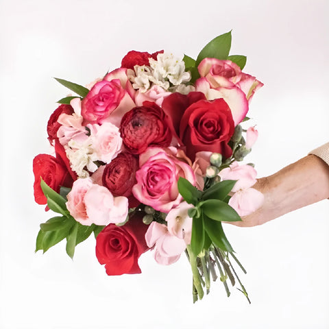 Swirls Of Pink Valentine Flower Bouquet Hand - Image