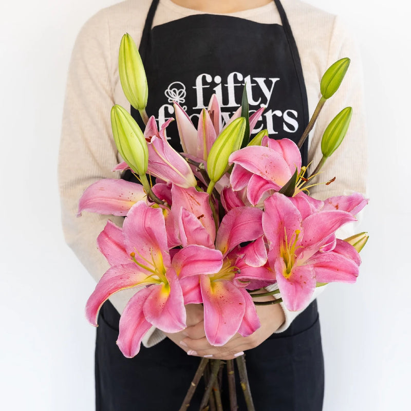 Tarango Watermelon Pink Oriental Lily Apron - Image