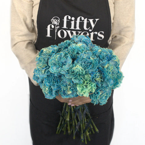 Teal Coral Carnation Flower Vase - Image