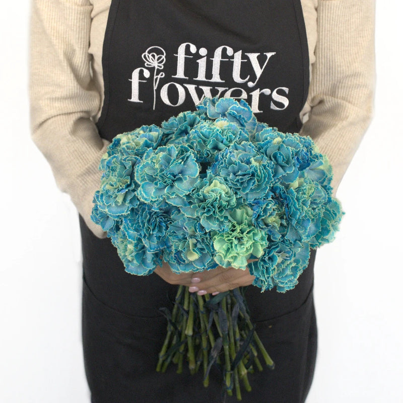 Teal Coral Carnation Flower Vase - Image